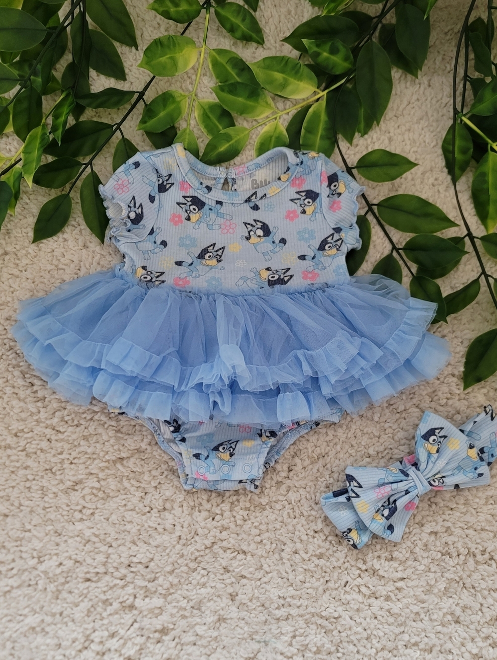 Baby Girl Bluey Onesie + Headband (0-3 Months)